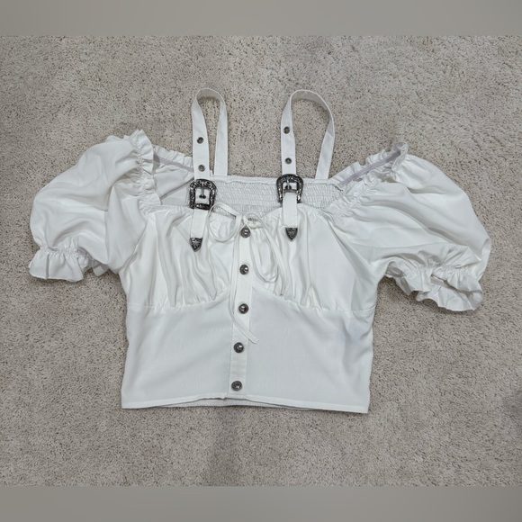 SHEIN White Off-Shoulder Blouse - Picture 4 of 6